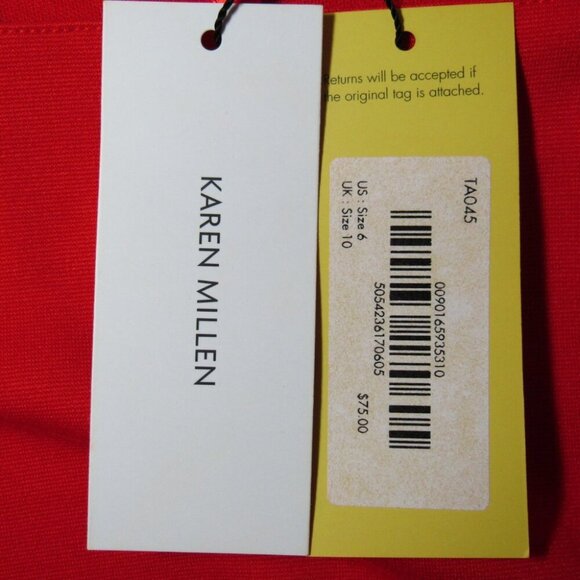 Karen Millen Orange Knit Cold Shoulder Fitted Top Size US 6 Stretch New Tag - Picture 9 of 11